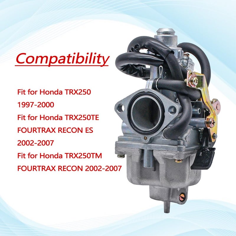 JDLLONG Carburetor for Honda TRX 250 Recon 250 TRX250TE TRX250TM 1997-2001 2002-2007 With Fuel Tank Petcock Valve & Air Filter - Image 4